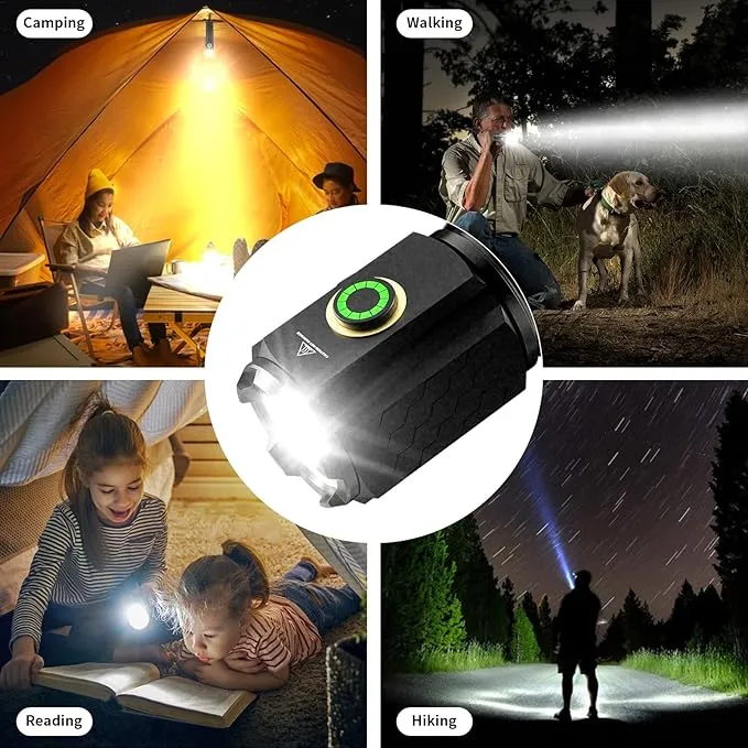 Wind&Moon Mini Flashlight Rechargeable,5000 Lumens Small Flashlights Powerful Pocket Flash Light with Clip,Magnetic EDC Flash-Light 5 Modes for Outdoor, Camping, Hiking, Emergency (2 Pack)