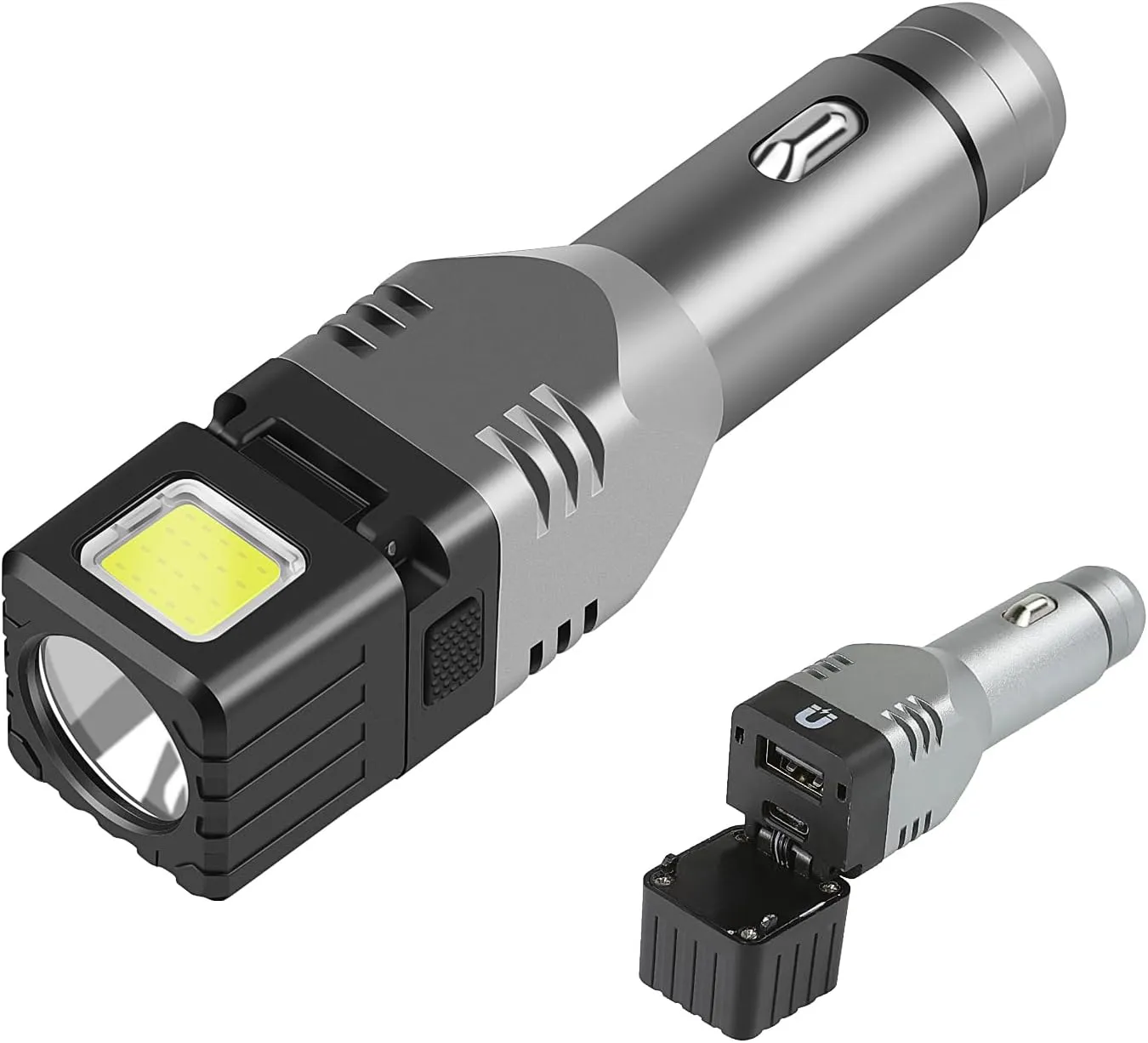 WINDFIRE Car Charger Flashlight, 12V Car Plug in Rechargeable Flashlight with 4 Lighting Modes, Cigarette Lighter Flashlight for Car, Charge in Car Emergency Small Flash Light