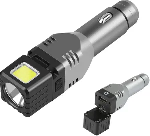 WINDFIRE Car Charger Flashlight, 12V Car Plug in Rechargeable Flashlight with 4 Lighting Modes, Cigarette Lighter Flashlight for Car, Charge in Car Emergency Small Flash Light