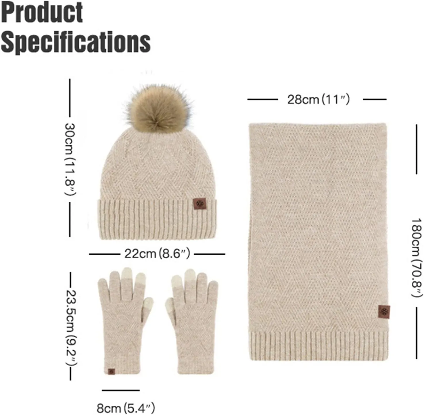 Winter Gloves Women for Women&Men Autumn Winter Warm Wool Hat Scarf Gloves Three Long Knit Scarf Gloves