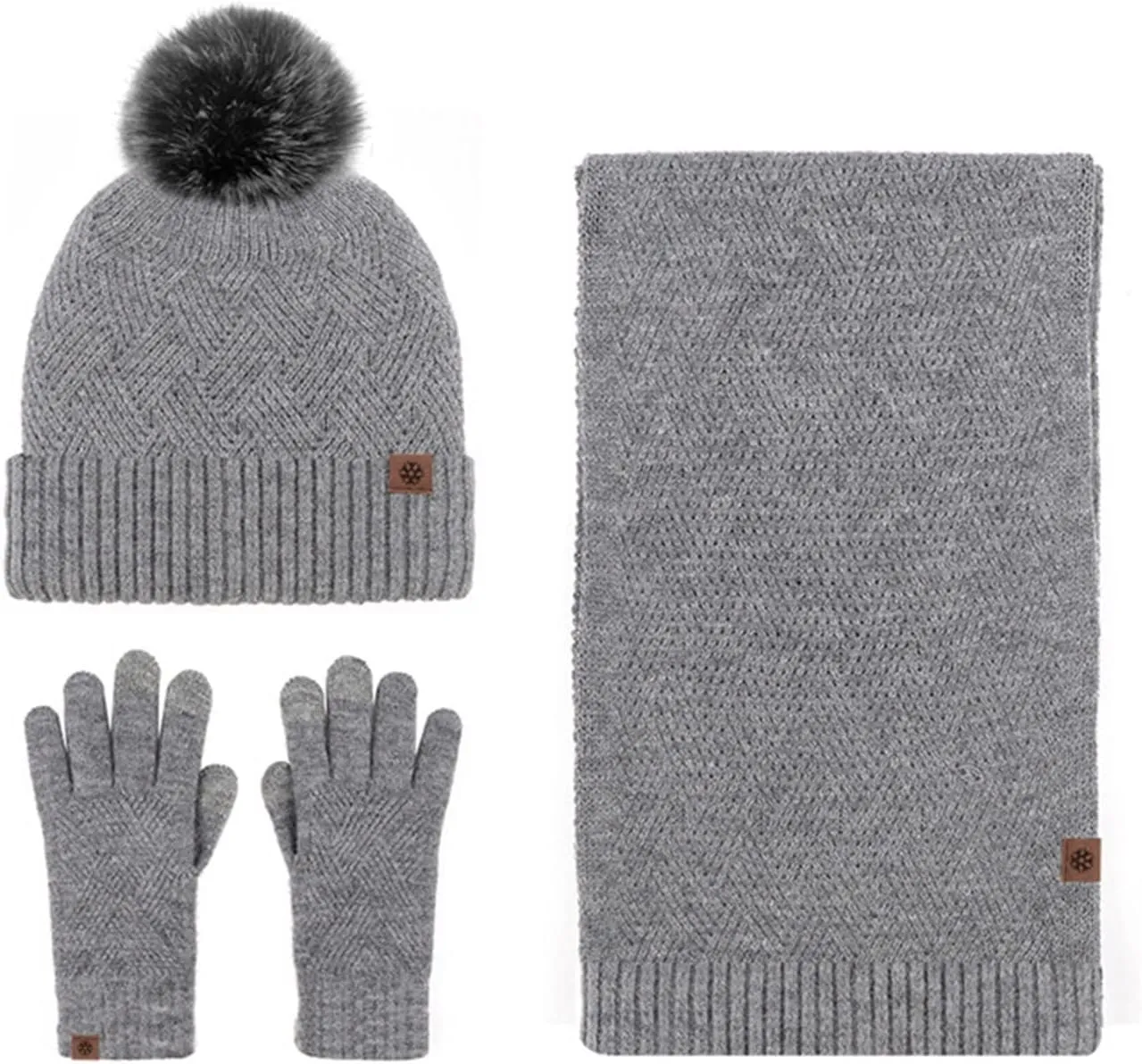 Winter Gloves Women for Women&Men Autumn Winter Warm Wool Hat Scarf Gloves Three Long Knit Scarf Gloves