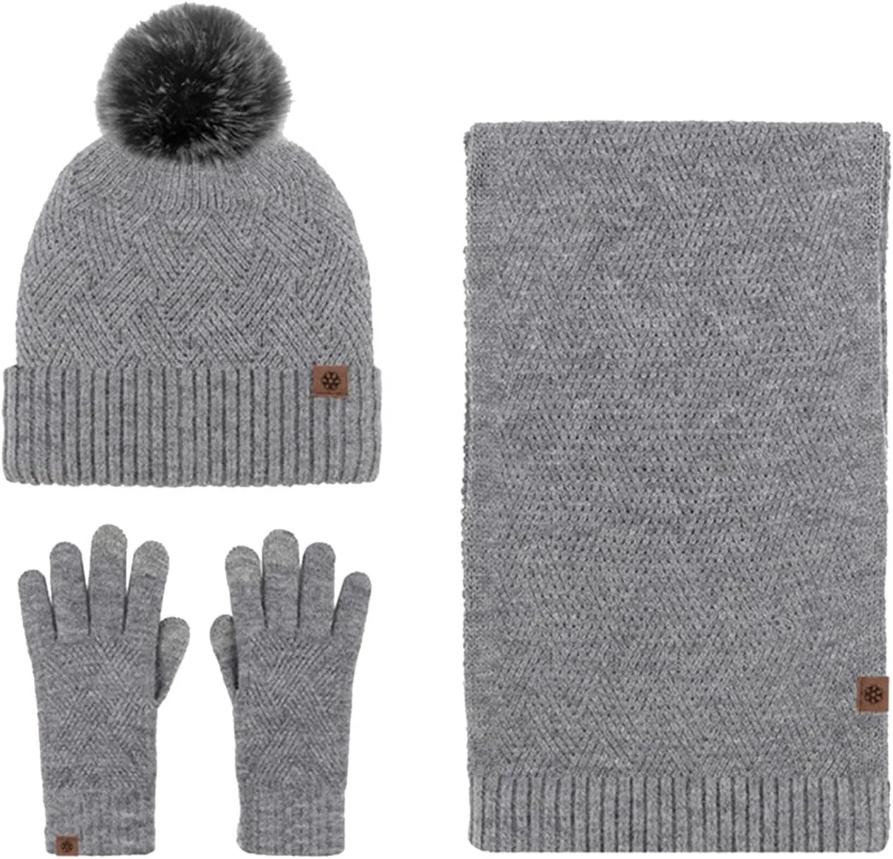 Winter Gloves Women for Women&Men Autumn Winter Warm Wool Hat Scarf Gloves Three Long Knit Scarf Gloves