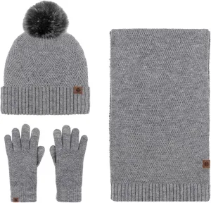 Winter Gloves Women for Women&Men Autumn Winter Warm Wool Hat Scarf Gloves Three Long Knit Scarf Gloves