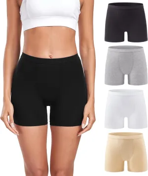 wirarpa Women's Modal Boy Shorts Panties Soft Microfiber Boxer Briefs Underwear 4 Pack