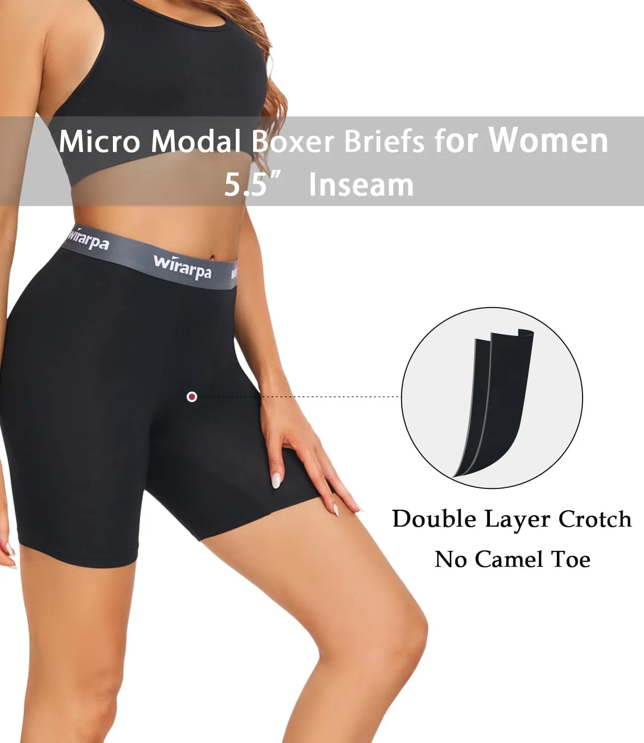 wirarpa Women's Underwear Modal Boxer Briefs Anti Chafing Boyshorts Panties with Crotch 4 Pack