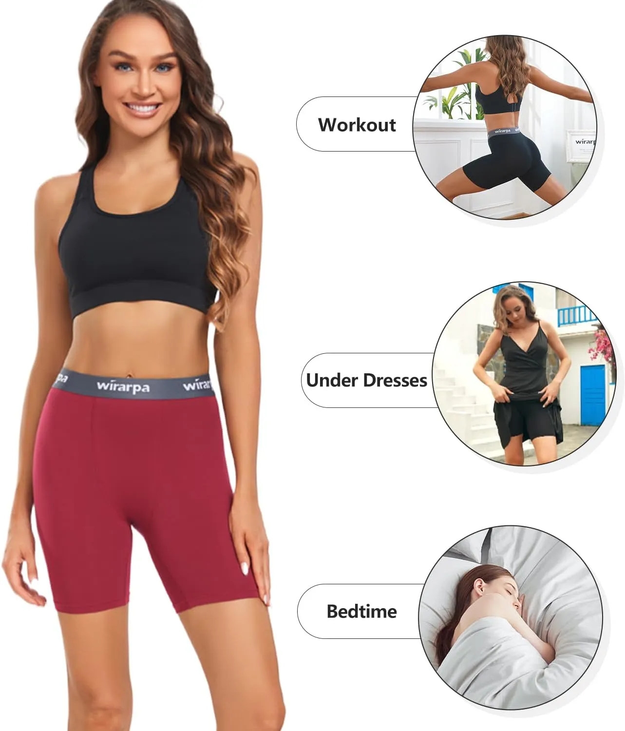 wirarpa Women's Underwear Modal Boxer Briefs Anti Chafing Boyshorts Panties with Crotch 4 Pack