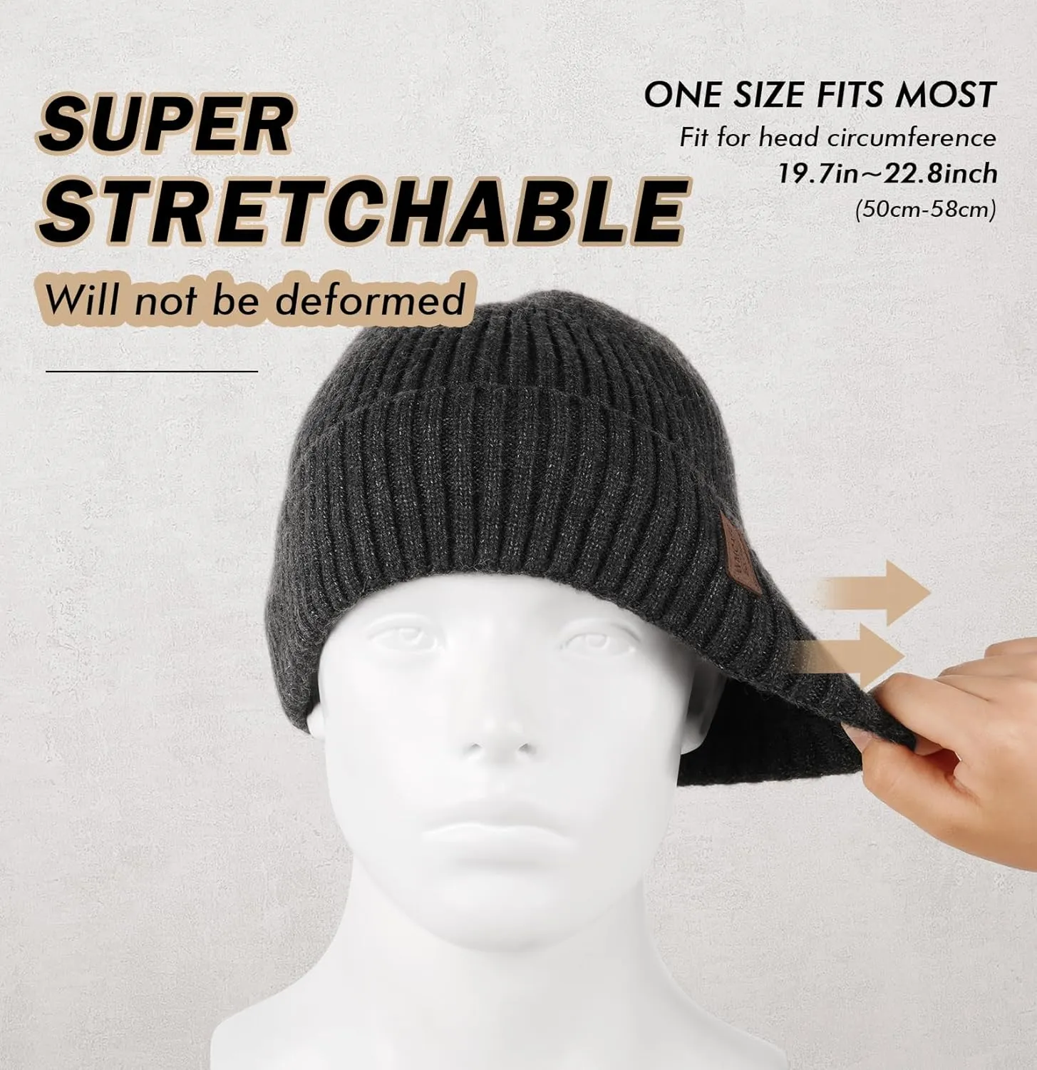 Wmcaps Warm Beanie for Men Women, Fleece Lined Beanie Warm Winter Caps Unisex Fashion Knit Cuffed Cap