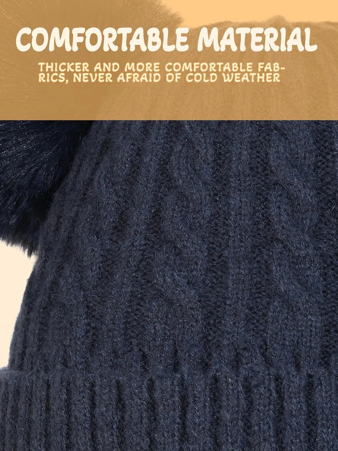 Women with Double Pom Pom Womens Winter Knitted Beanie Hat Womens Winter Knitted Beanie Hat