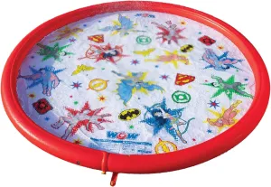WOW Sports DC Comics Justice League Foot Splash Pad, Outdoor Toys for Toddlers with Built-in Adjustable Sprinkler, 12 Ft