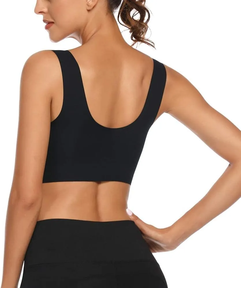 WOWENY Womens Wirefree Padded Bras Everyday Lounge Bra Sleeping Seamless Straps Bralettes Full Coverage Pullover Plus Size