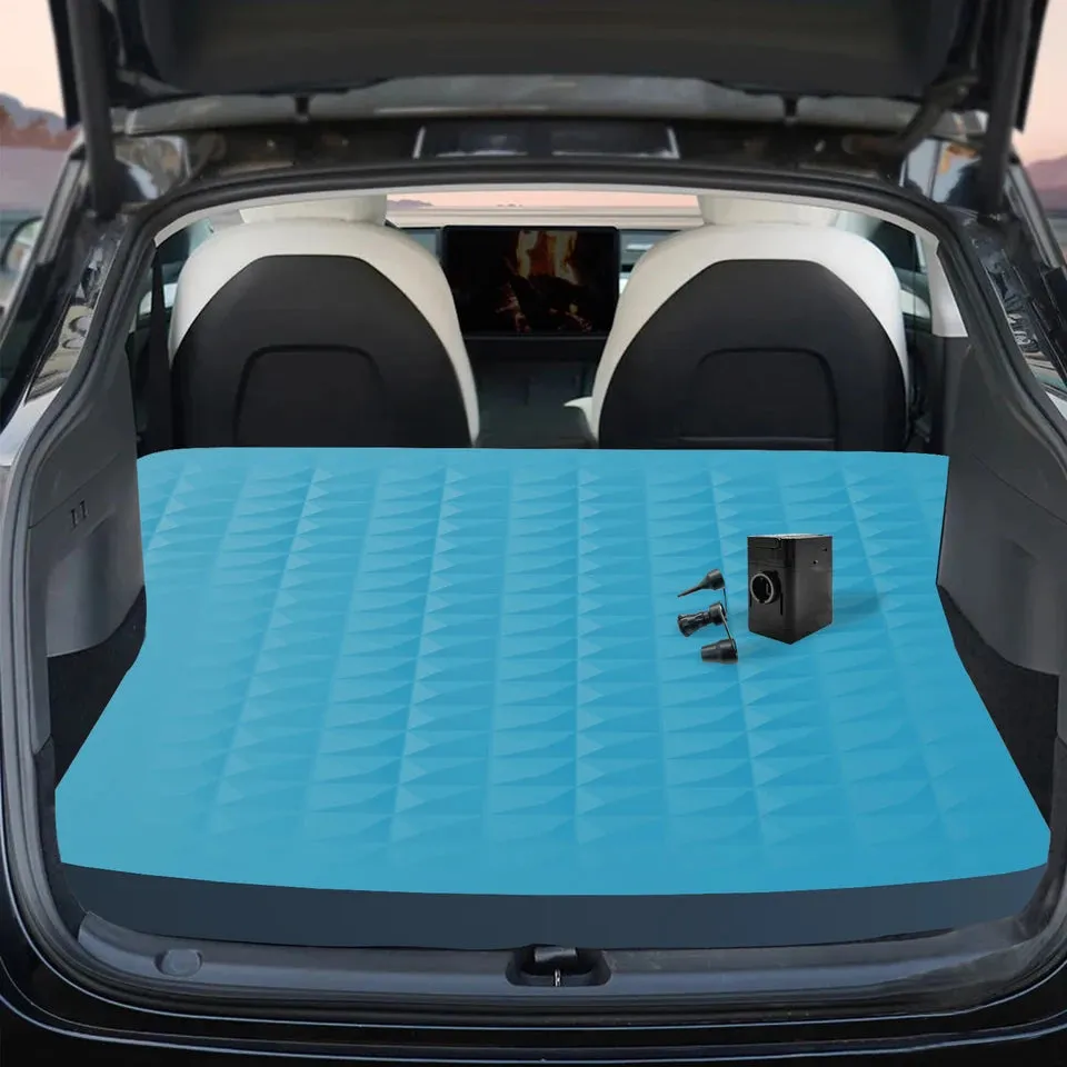 WTVIDAS 3D Self Inflating Tesla Model Y Camping Mattress Portable SUV Car PadSolid Foam &amp; Air Pump Sleeping Pad 4 Seasons