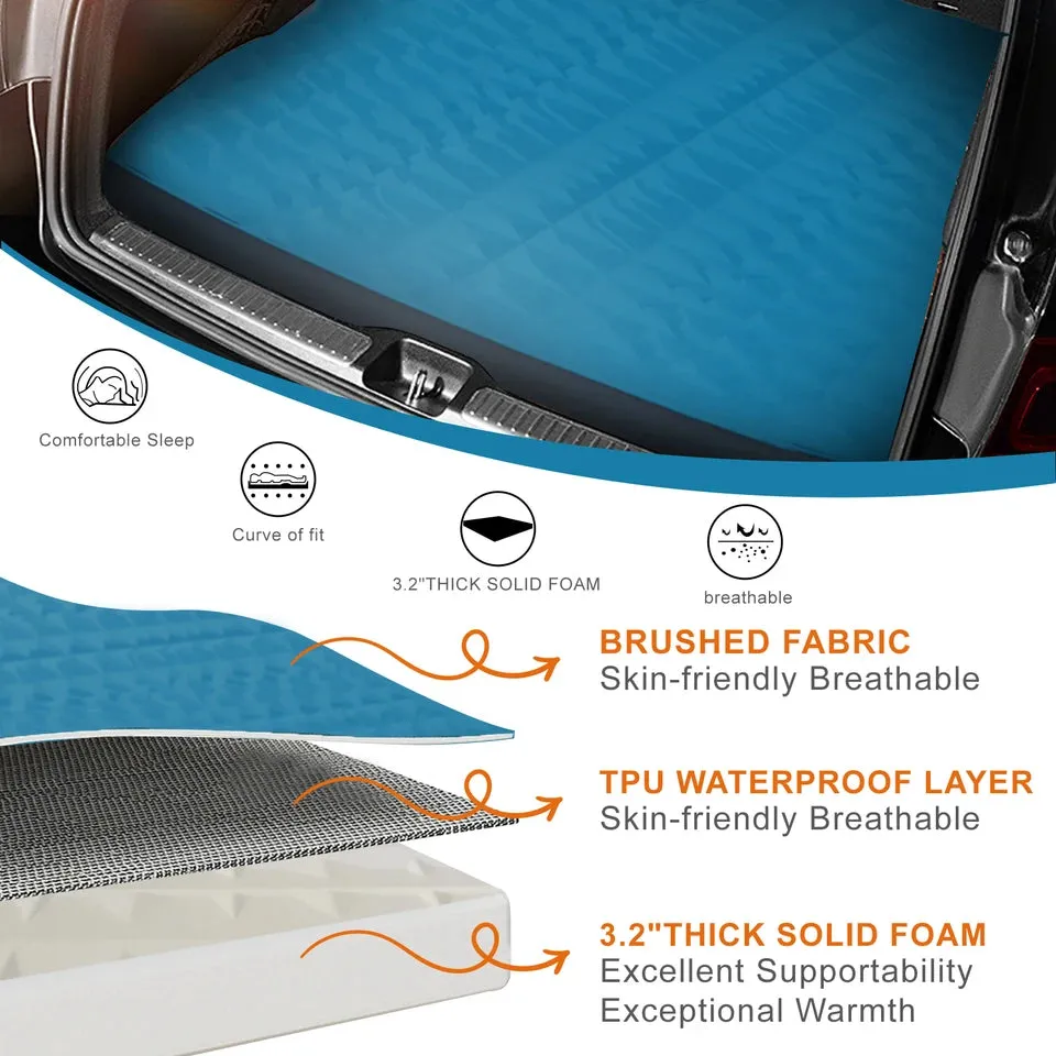 WTVIDAS 3D Self Inflating Tesla Model Y Camping Mattress Portable SUV Car PadSolid Foam &amp; Air Pump Sleeping Pad 4 Seasons