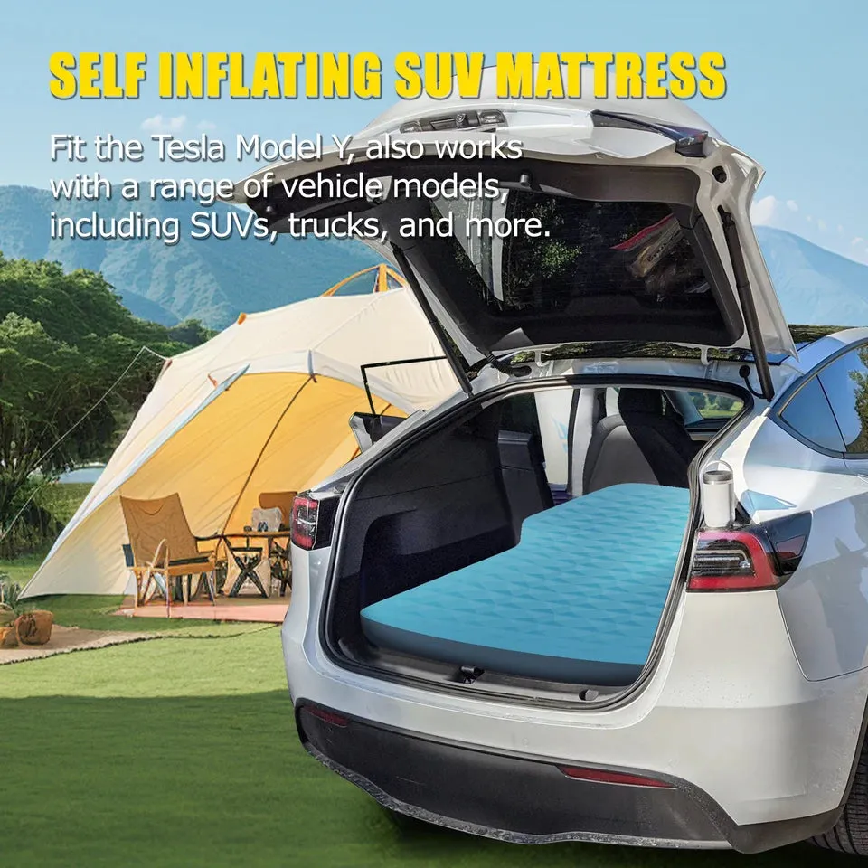 WTVIDAS 3D Self Inflating Tesla Model Y Camping Mattress Portable SUV Car PadSolid Foam &amp; Air Pump Sleeping Pad 4 Seasons