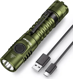 Wurkkos FC11 LED Flashlight High 90CRI Ultra Bright Max 1300Lumen EDC Torch USB C Charge,IP67 Waterproof Flashlight,Magnetic Tailcap,Great for Indoor/Outdoor Activities (FC11-Green-5000K)