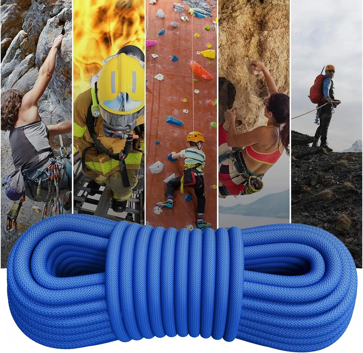 X XBEN Outdoor Climbing Rope 10M(32ft) 20M(64ft) 30M(96ft) 50M(160ft) 70M(230ft) 152M(500FT) 352M(1000FT) Static Rock Climbing Rope for Escape Rope Ice Climbing Equipment Fire Rescue Parachute