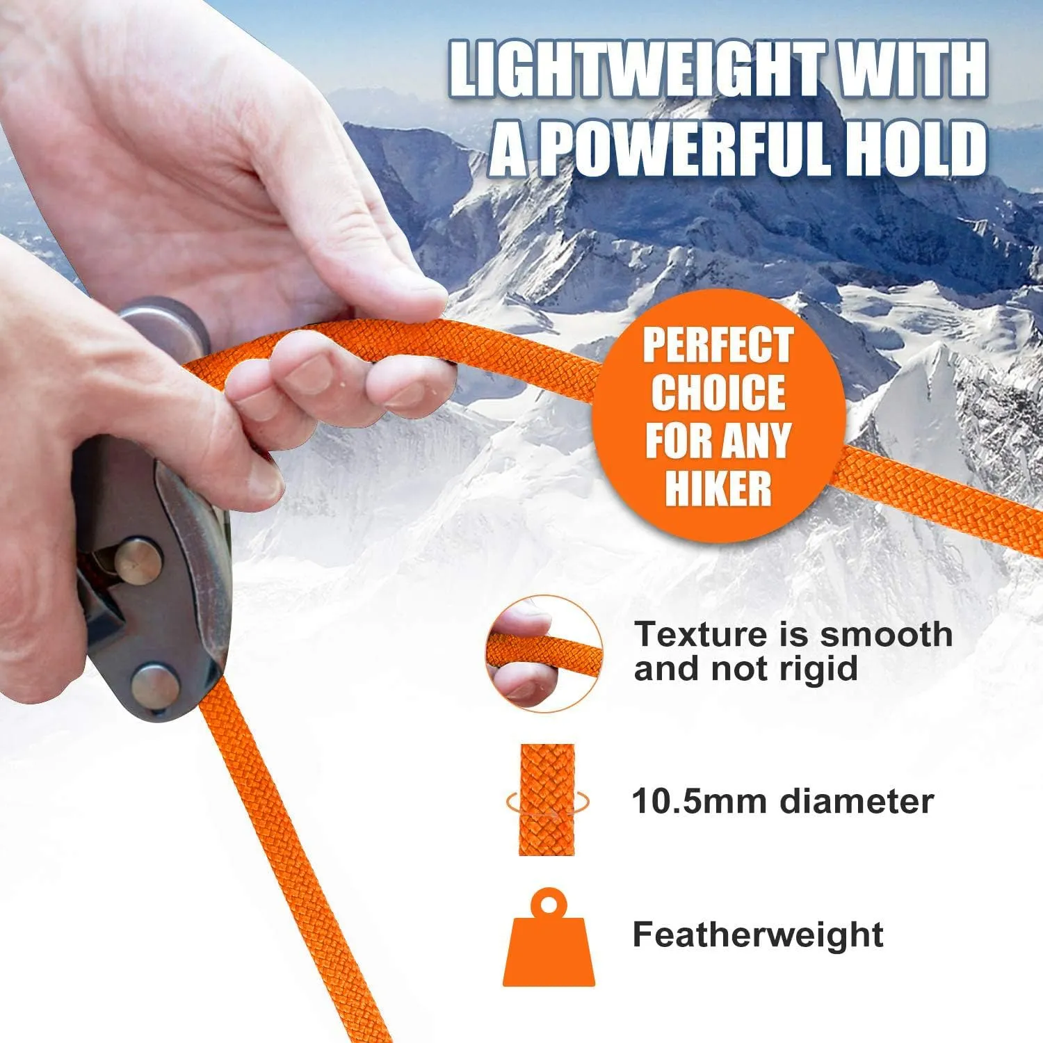 X XBEN Outdoor Climbing Rope 10M(32ft) 20M(64ft) 30M(96ft) 50M(160ft) 70M(230ft) 152M(500FT) 352M(1000FT) Static Rock Climbing Rope for Escape Rope Ice Climbing Equipment Fire Rescue Parachute