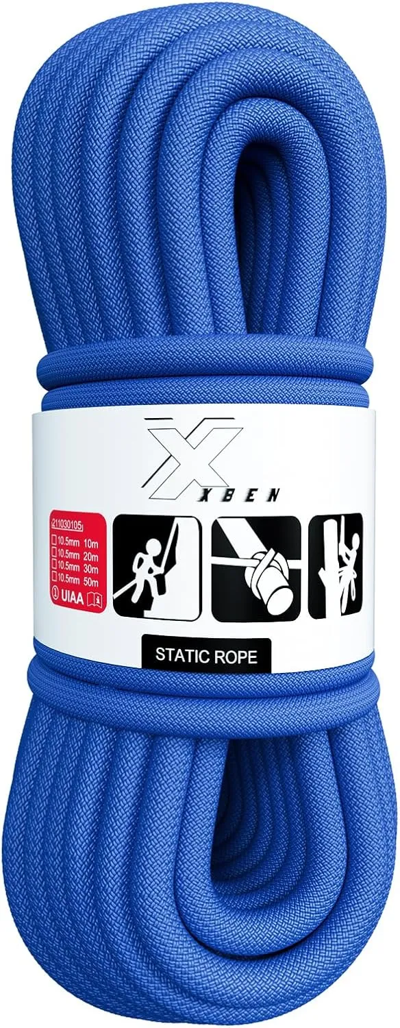 X XBEN Outdoor Climbing Rope 10M(32ft) 20M(64ft) 30M(96ft) 50M(160ft) 70M(230ft) 152M(500FT) 352M(1000FT) Static Rock Climbing Rope for Escape Rope Ice Climbing Equipment Fire Rescue Parachute