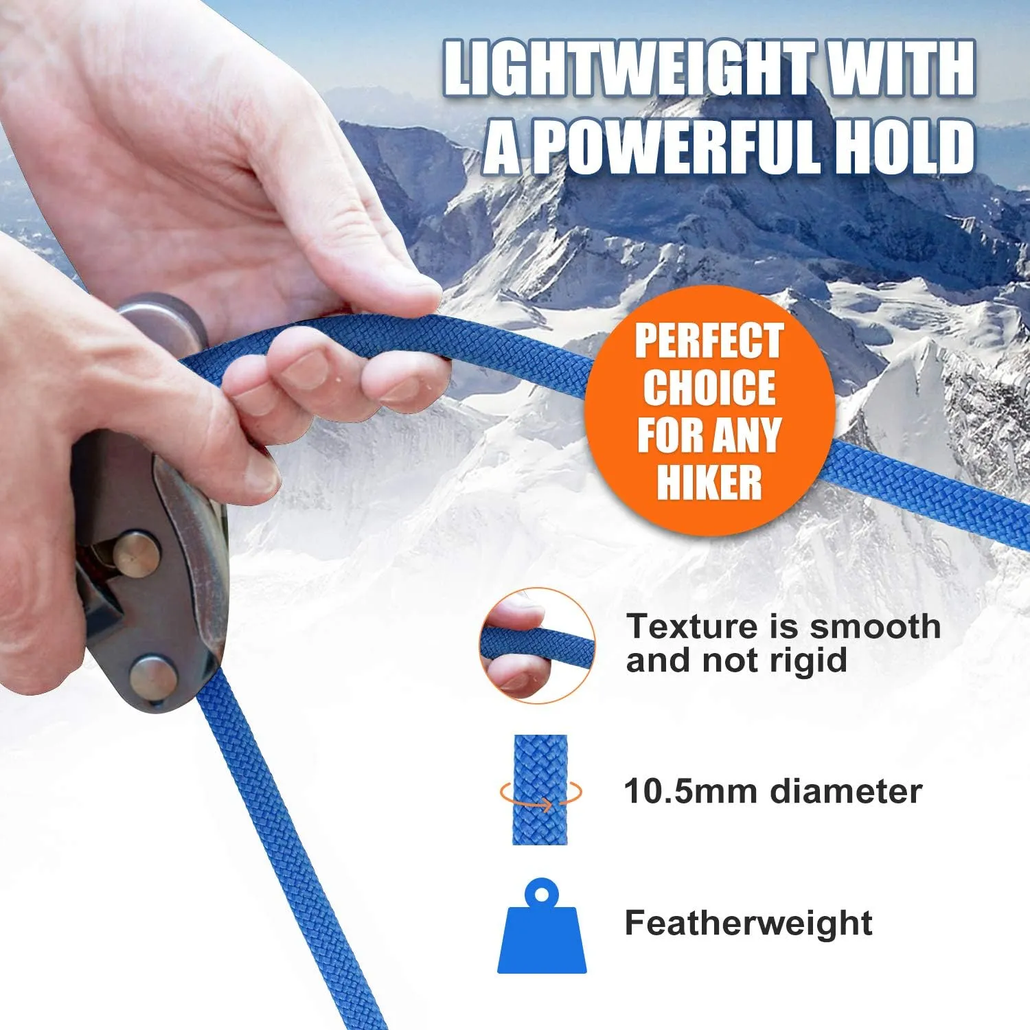 X XBEN Outdoor Climbing Rope 10M(32ft) 20M(64ft) 30M(96ft) 50M(160ft) 70M(230ft) 152M(500FT) 352M(1000FT) Static Rock Climbing Rope for Escape Rope Ice Climbing Equipment Fire Rescue Parachute