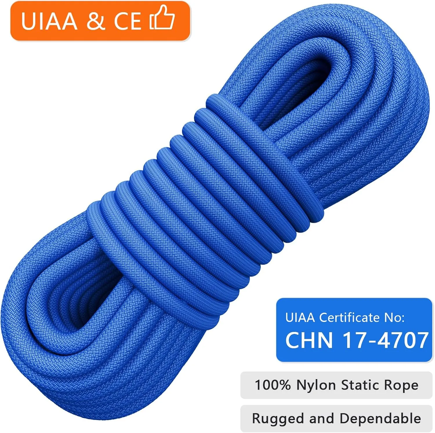 X XBEN Outdoor Climbing Rope 10M(32ft) 20M(64ft) 30M(96ft) 50M(160ft) 70M(230ft) 152M(500FT) 352M(1000FT) Static Rock Climbing Rope for Escape Rope Ice Climbing Equipment Fire Rescue Parachute