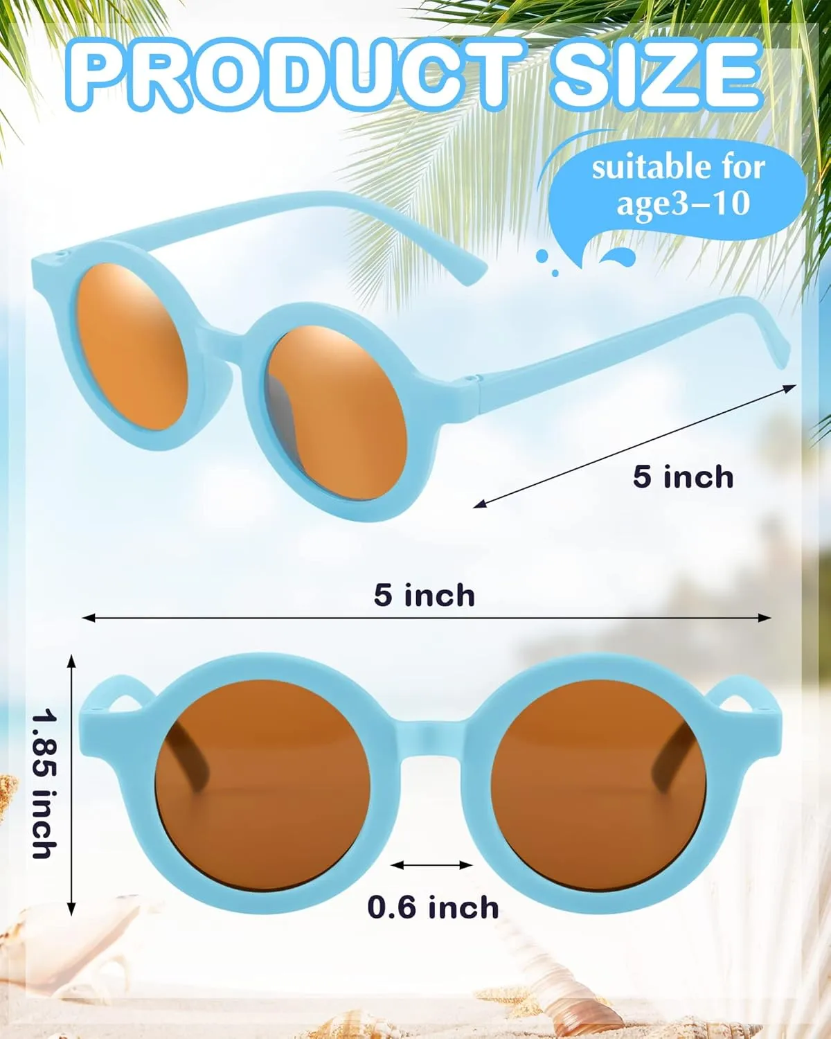 Xuhal 100 Pairs Bulk Kids Sunglasses Party Favor Cute Round Glasses for Toddler Girl Boy Age 3 to 10 Outdoor Beach Pool Sport