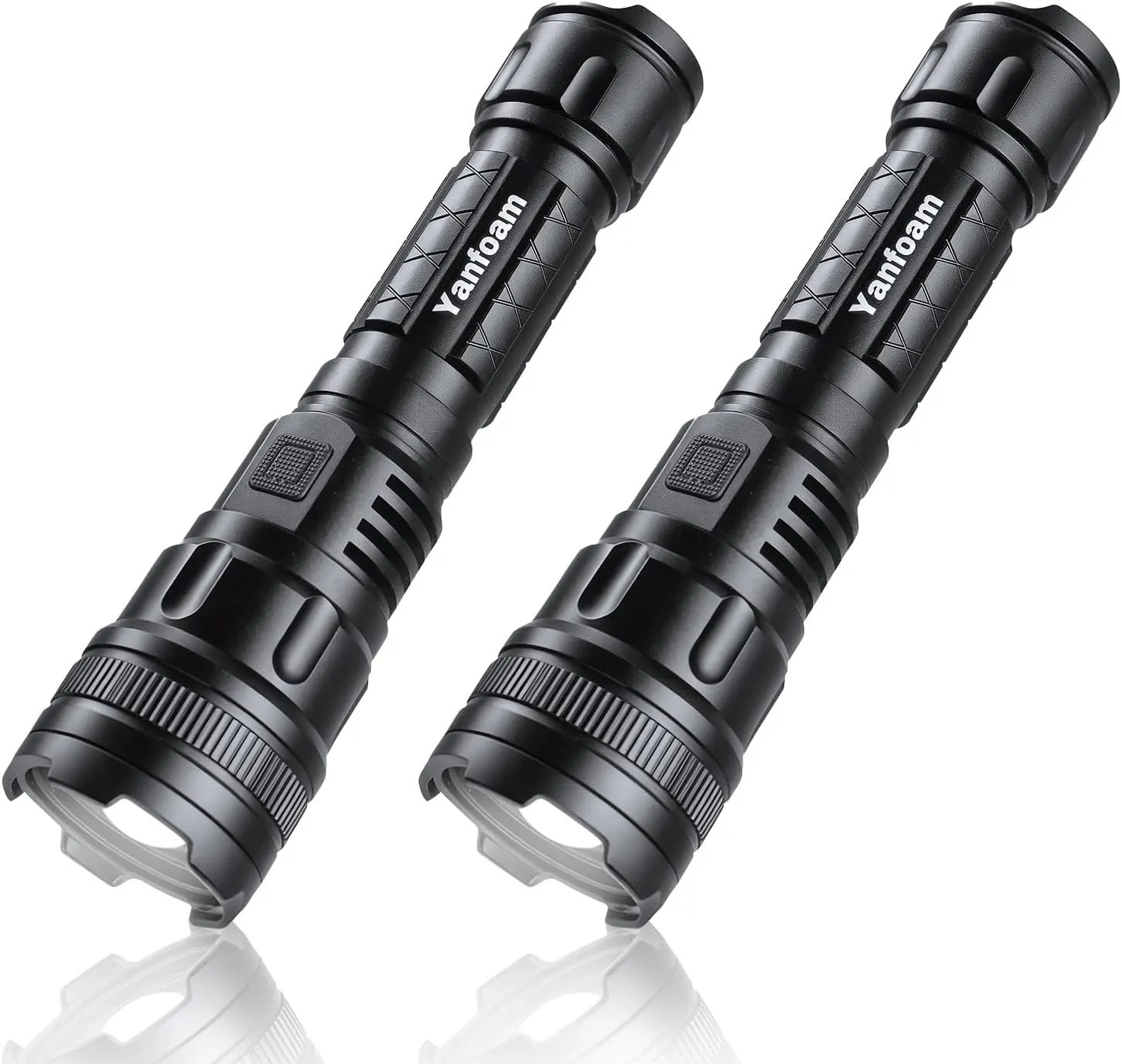 Yanfoam Rechargeable Flashlights High Lumens - 1000LM Super Bright LED Small Powerful Tactical Flashlight - 3 Modes High Powered Handheld Flash Light for Home Emergencies Camping Hiking - 2 Pack