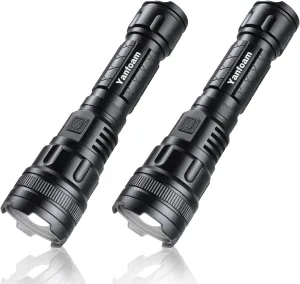Yanfoam Rechargeable Flashlights High Lumens - 1000LM Super Bright LED Small Powerful Tactical Flashlight - 3 Modes High Powered Handheld Flash Light for Home Emergencies Camping Hiking - 2 Pack