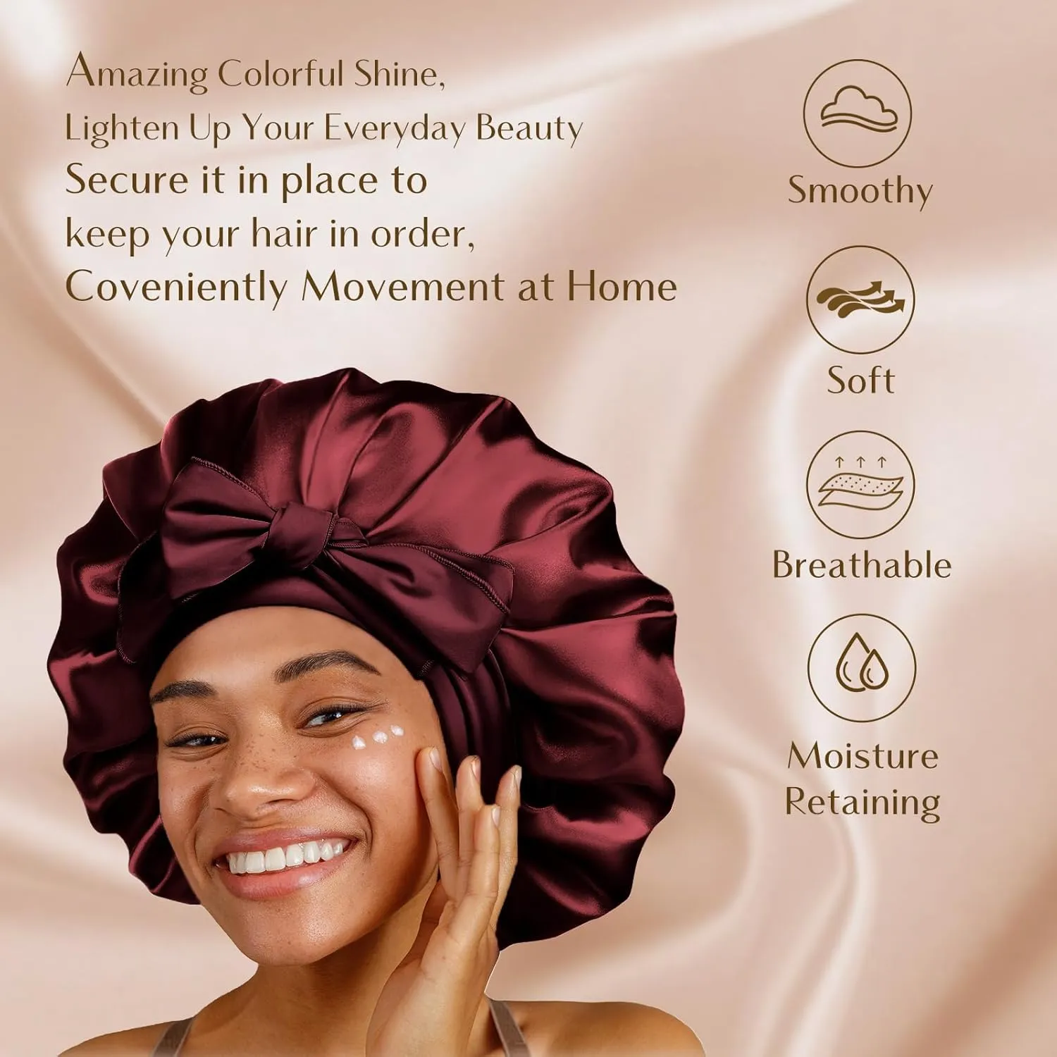 YANIBEST Silk Bonnet for Sleeping Women Satin Bonnet Double Layer Satin Lined Hair Bonnet with Tie Band Curly Hair
