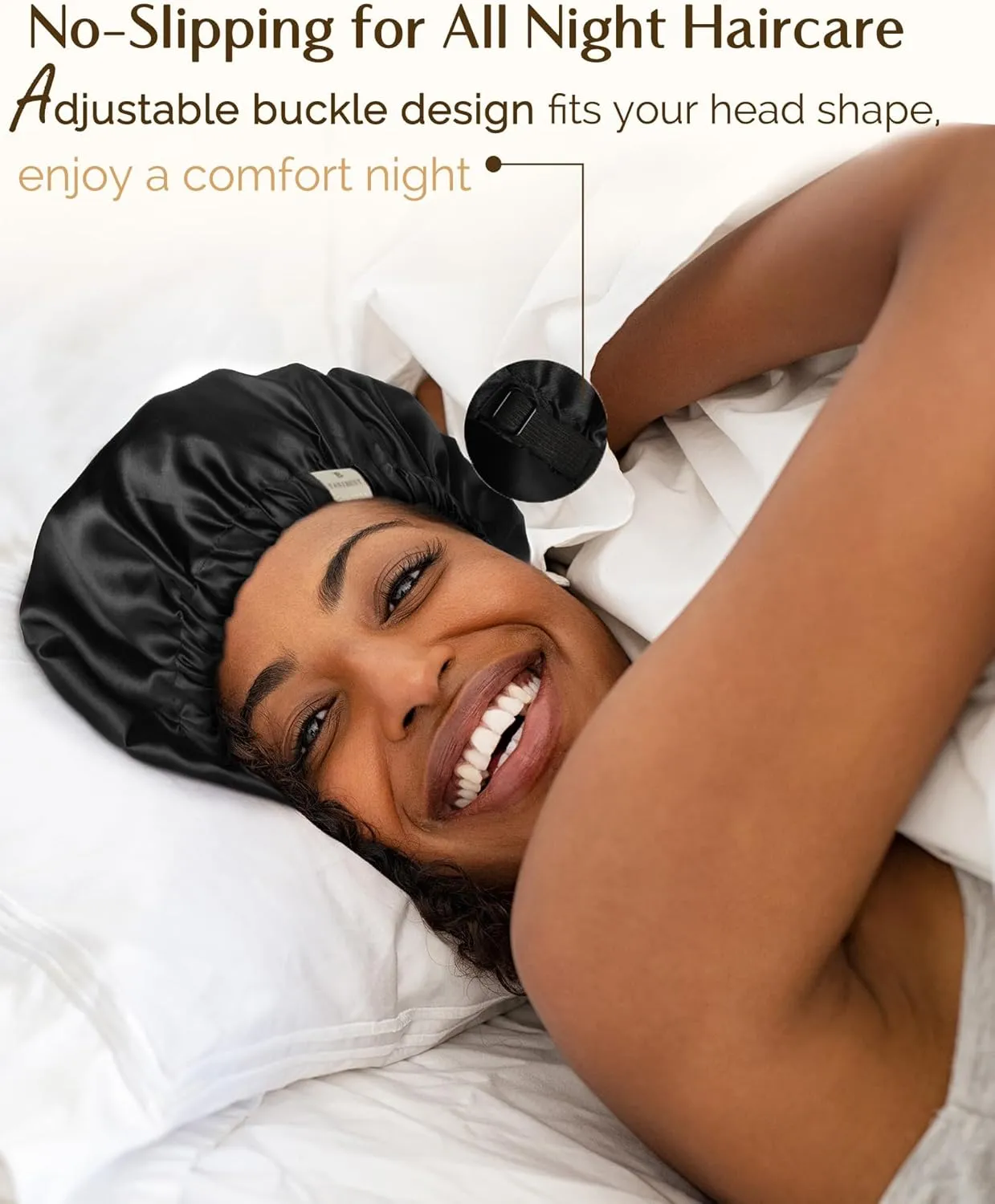 YANIBEST Silk Bonnet Satin Bonnet for Sleeping Women and Men, Adjustable Double Layer Hair Bonnet for Curly Braids Hair