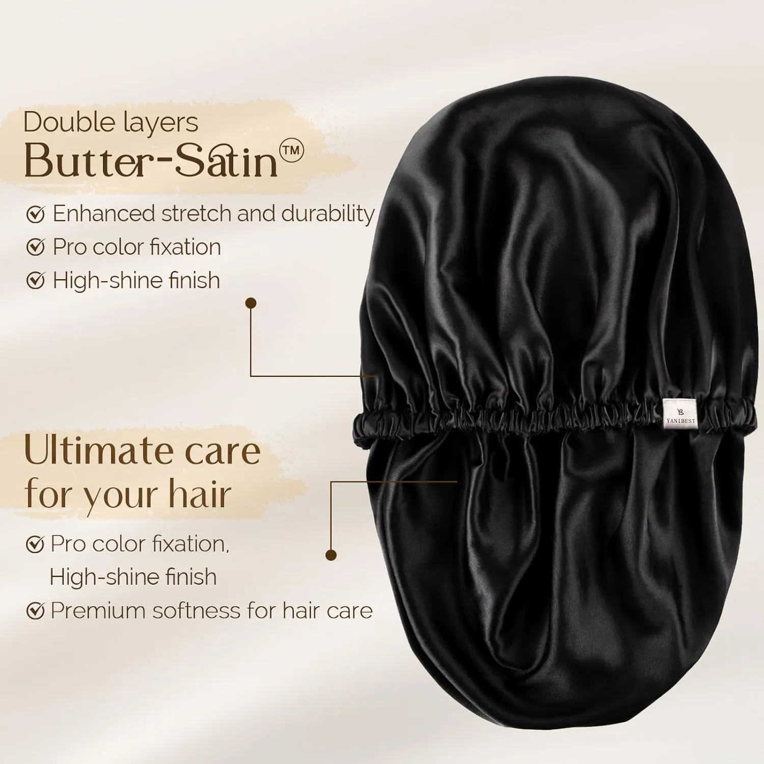 YANIBEST Silk Bonnet Satin Bonnet for Sleeping Women and Men, Adjustable Double Layer Hair Bonnet for Curly Braids Hair