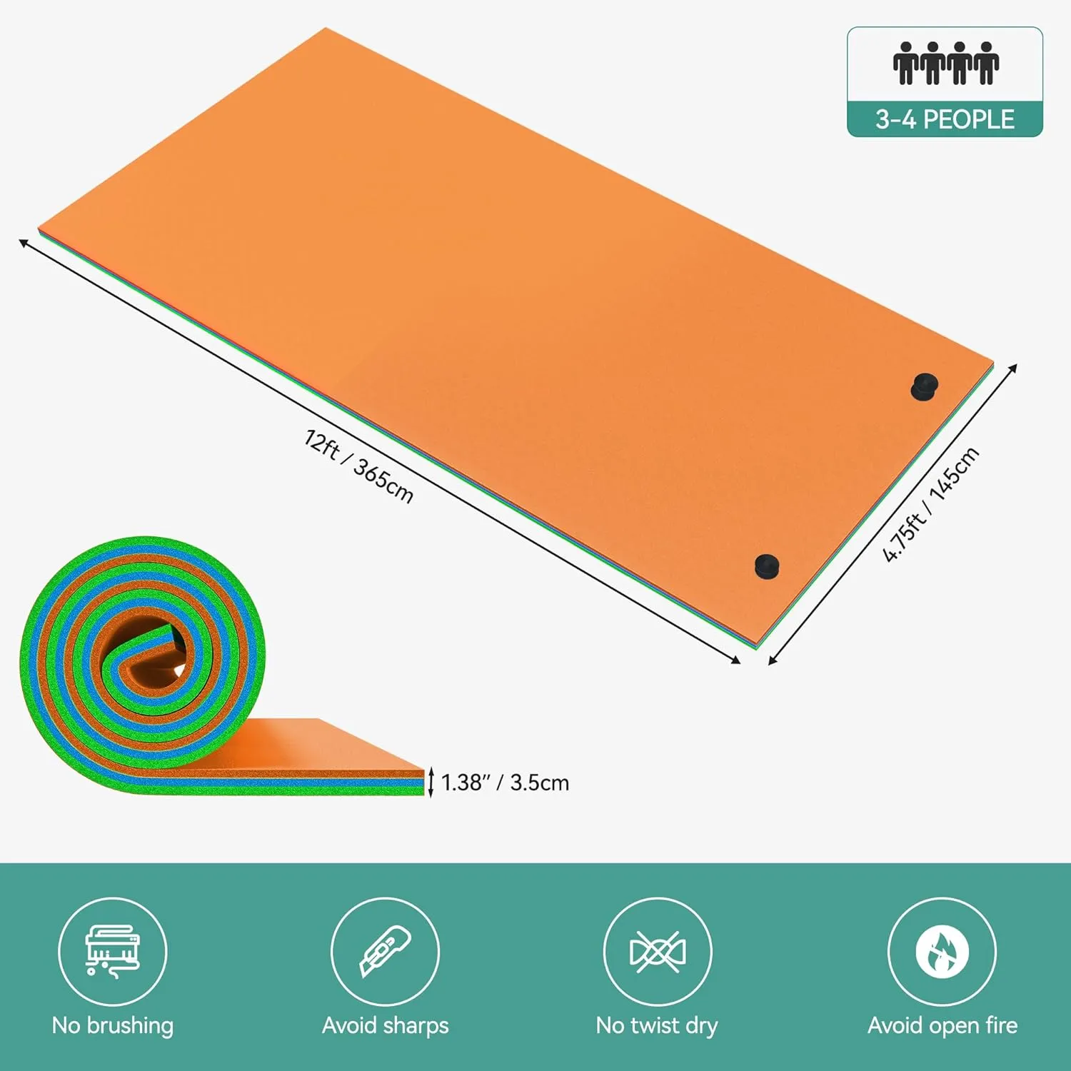 YITAHOME 9'/12' Lily Pad Floating Mat for Lake and Pool, Portable Outdoor Water Floating Mat, 3-Layer XPE Floating Island for Boat, Beach, Ocean, Orange