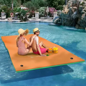 YITAHOME 9'/12' Lily Pad Floating Mat for Lake and Pool, Portable Outdoor Water Floating Mat, 3-Layer XPE Floating Island for Boat, Beach, Ocean, Orange