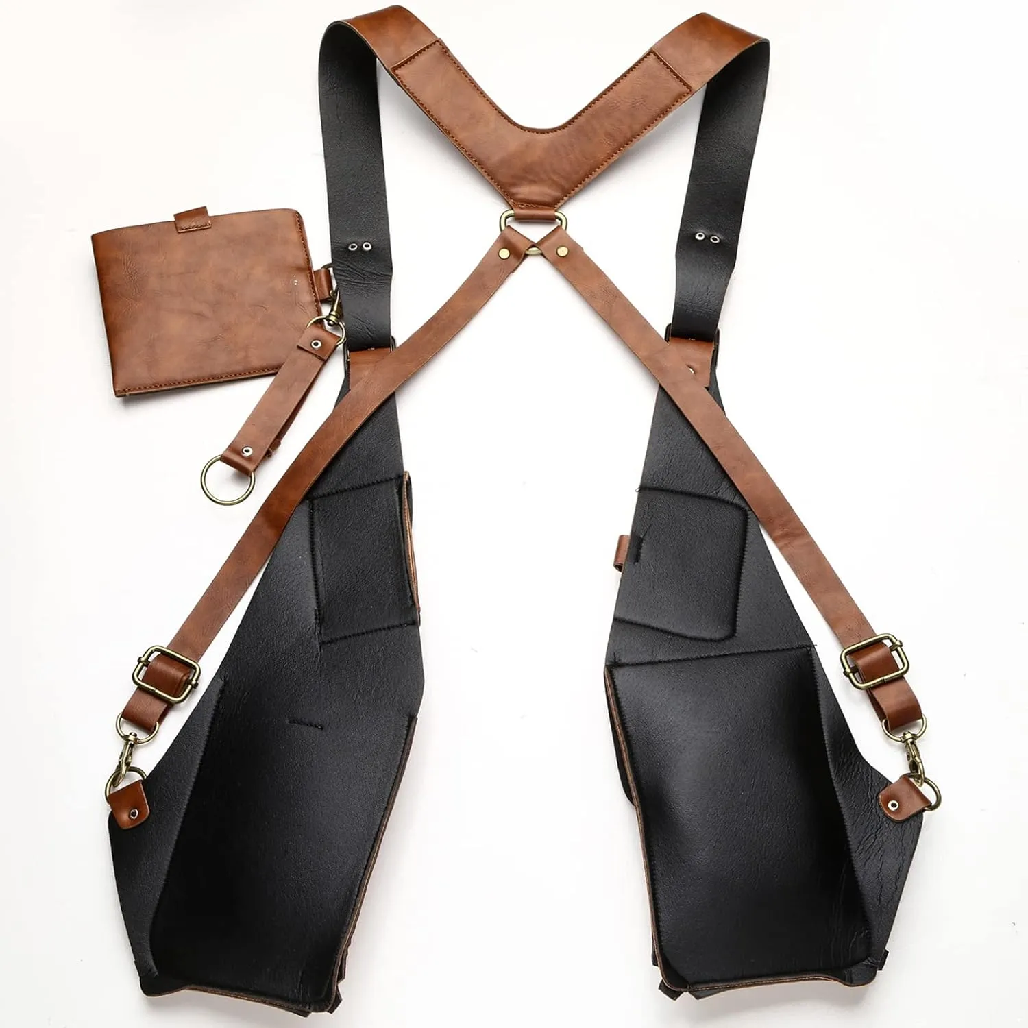 YiZYiF Women Mens Leather Hidden Underarm Shoulder Bag Double Shoulder Pouch Outdoors Mobile Phone Holster Bag