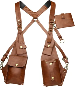 YiZYiF Women Mens Leather Hidden Underarm Shoulder Bag Double Shoulder Pouch Outdoors Mobile Phone Holster Bag