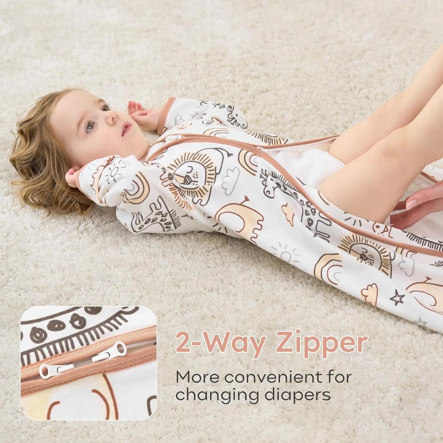 Yoofoss Baby Sleep Sack 0-6 Months Long Sleeve Wearable Blanket Baby 100% Organic Cotton 2-Way Zipper 0.5 Tog Newborn Sleeping Sack, Lightweight(Small)