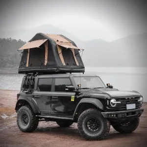 Your Camping Experience with Inflatable Roof Tent, Quick Setup for SUVs and Trucks, Khaki & Black