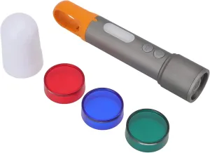YOUTHINK High Brightness LED Flashlight, Telescopic Zoom, IP65, 5 Lighting Modes, 4 Side Lights, 4 Colored Lampshades, Aluminium Alloy, Camping and Maintenance