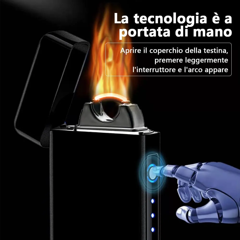 YOZWOO Electric Lighter Rechargeable, High Power Flame Arc Lighter, USB Lighters with LED Battery Indicator, Windproof Electronic Lighters for Candle Camping with Gift Box (Frosted Black)