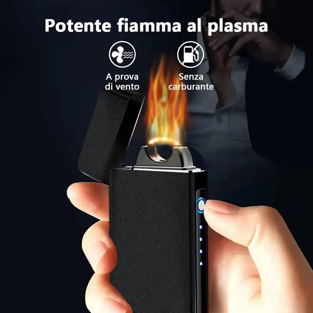 YOZWOO Electric Lighter Rechargeable, High Power Flame Arc Lighter, USB Lighters with LED Battery Indicator, Windproof Electronic Lighters for Candle Camping with Gift Box (Frosted Black)