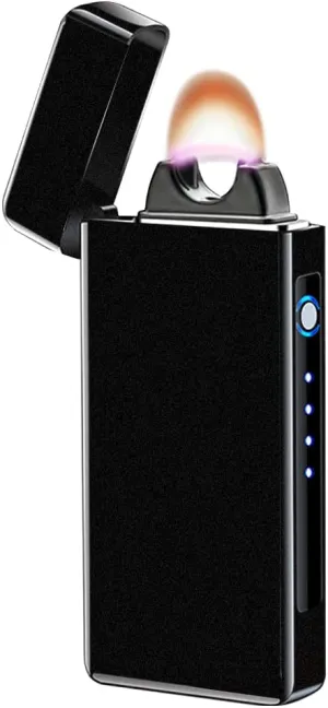 YOZWOO Electric Lighter Rechargeable, High Power Flame Arc Lighter, USB Lighters with LED Battery Indicator, Windproof Electronic Lighters for Candle Camping with Gift Box (Frosted Black)
