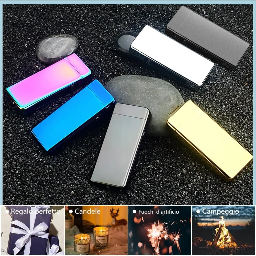 YOZWOO Electric Lighter Rechargeable, High Power Flame Arc Lighter, USB Lighters with LED Battery Indicator, Windproof Electronic Lighters for Candle Camping with Gift Box (Frosted Black)