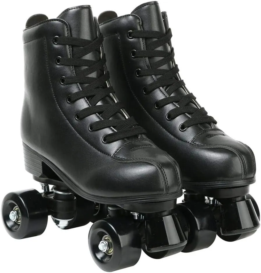 YYW Roller Skates for Women Men, High Top PU Leather Classic Double-Row, Indoor Outdoor, Beginner Shoes Bag