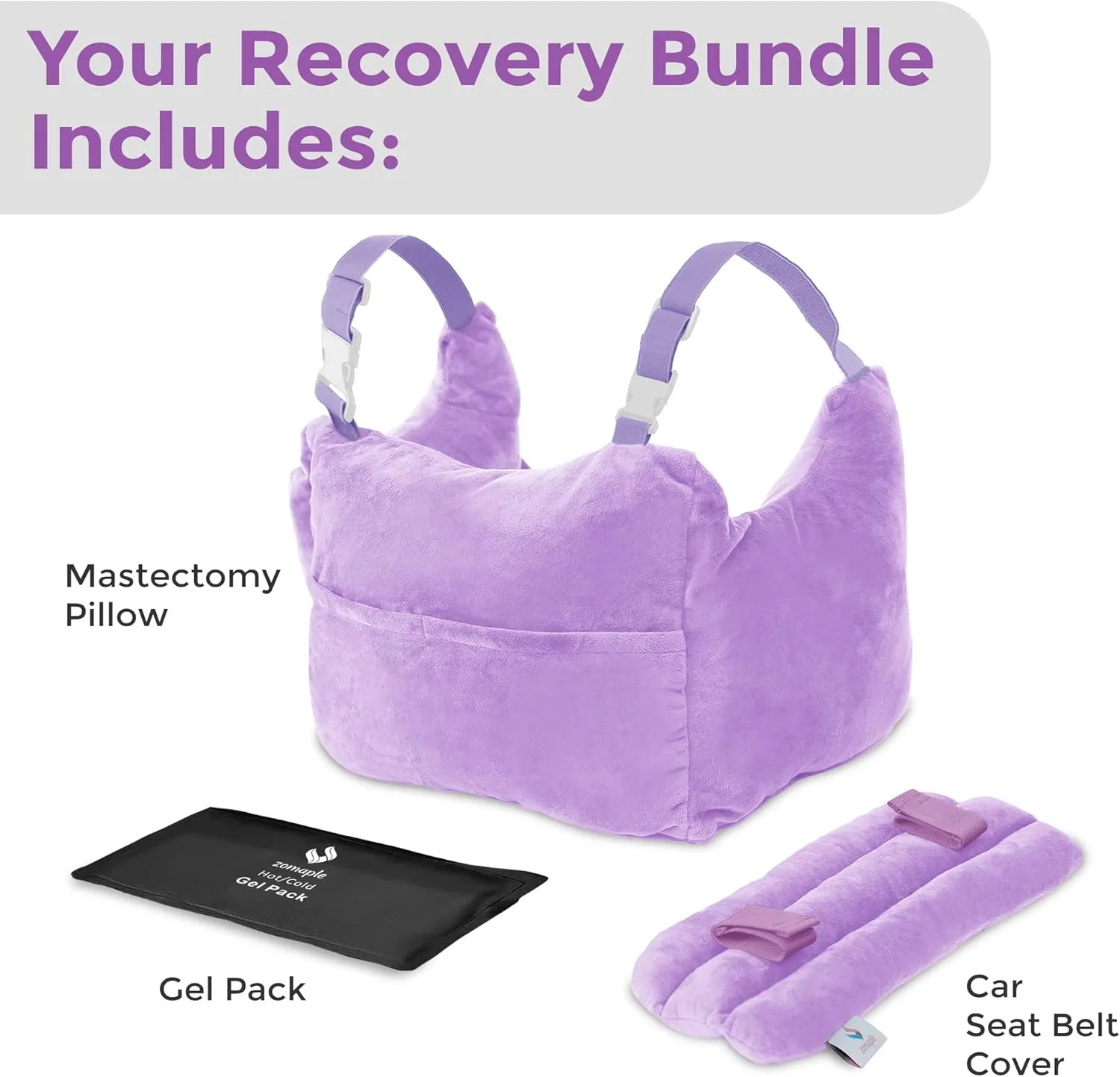 Zomaple Mastectomy Pillow - Post Surgery Pillow, Mastectomy Recovery Must Haves, Breast for After Heart Surgery, Reduction & Augmentation Patients Sleeping, Recovery Seatbelt Protection-Surgery Gift