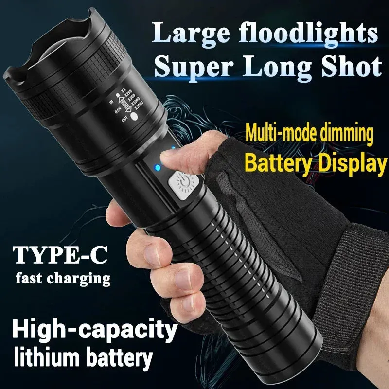 Zoom Flashlight USB Rechargeable Outdoor Camping